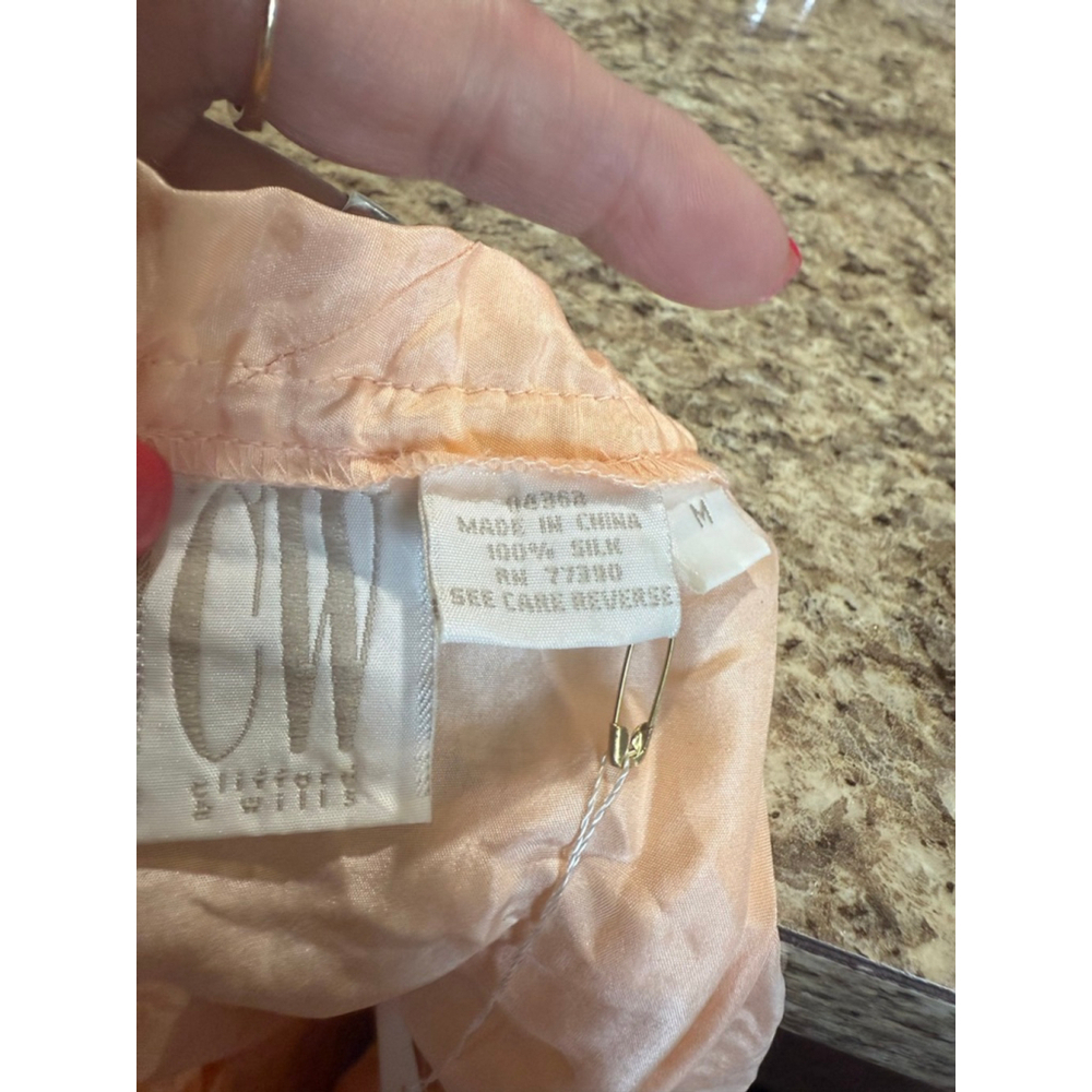 CW Electra Peach Ombre Silk Off Shoulder Blouse Medium - Picture 6 of 8